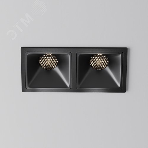 Светильник встраиваемый Downlight Alfa LED 4000K 10Вт 50 град IP20 CRI90 Черный двойной квадрат 52х126х65мм 2040Лм - фото 5
