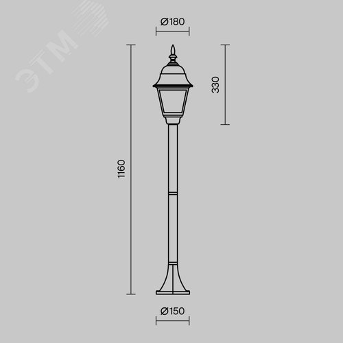 Светильник ландшафтный Outdoor Abbey Road IP 44 E27х1х60W Черный - фото 7