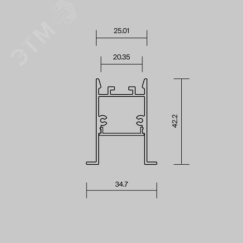 Профиль алюминиевый встраиваемый скрытого монтажа 35x42 (Черный, 2 м), ALM-3542-B-2M - фото 5