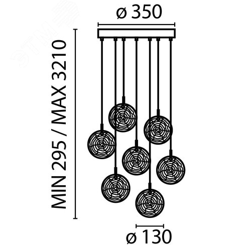 Светильник подвесной Frozen G4х7х5W Латунь - фото 2