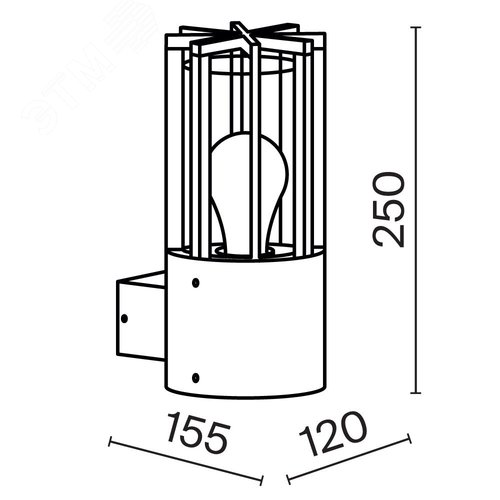 Светильник настенный (бра) Outdoor Barrel IP 54 E27х1х15W Графит - фото 2