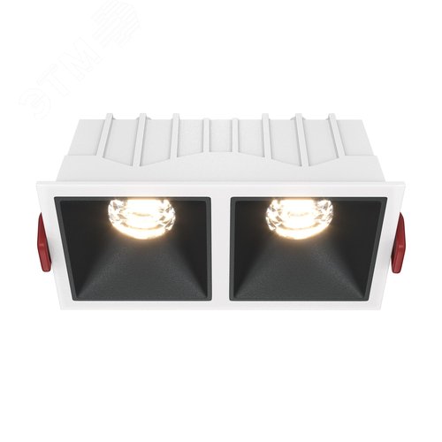 Светильник встраиваемый Downlight Alfa LED 3000K 2x10Вт 36 град Dim Triac IP20 CRI90 Бело-черный двойной квадрат 52х126х65мм 900Лм - фото 1