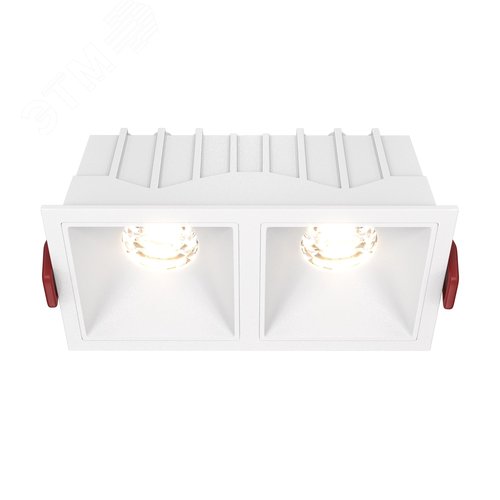 Светильник встраиваемый Downlight Alfa LED 3000K 2x10Вт 36 град IP20 CRI90 Белый двойной квадрат 52х126х65мм 1000Лм - фото 1