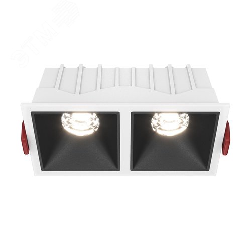 Светильник встраиваемый Downlight Alfa LED 4000K 2x10Вт 36 град Dim Triac IP20 CRI90 Бело-черный двойной квадрат 52х126х65мм 1000Лм - фото 1