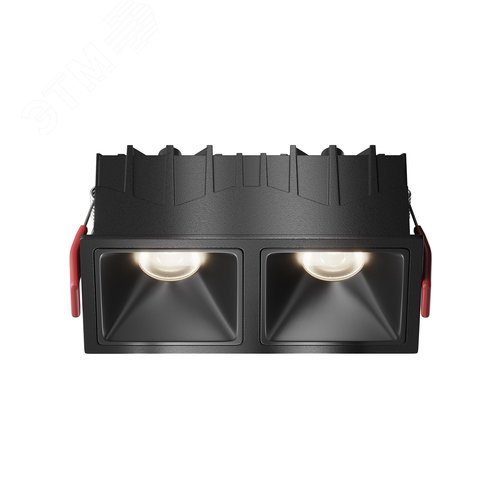 Светильник встраиваемый Downlight Alfa LED 4000K 10Вт 50 град IP20 CRI90 Черный двойной квадрат 52х126х65мм 2040Лм - фото 1