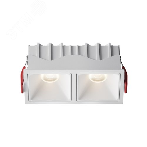 Светильник встраиваемый Downlight Alfa LED 4000K 10Вт 50 град IP20 CRI90 Белый двойной квадрат 52х126х65 2130Лм - фото 1