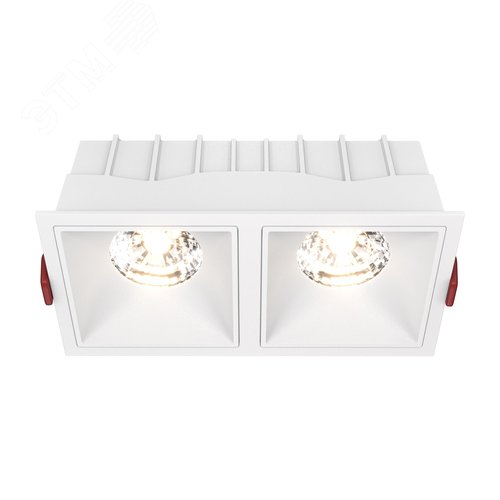 Светильник встраиваемый Downlight Alfa LED 3000K 2x15Вт 36 град Dim Triac IP20 CRI90 Белый двойной квадрат 63х167х85мм 2250Лм - фото 1
