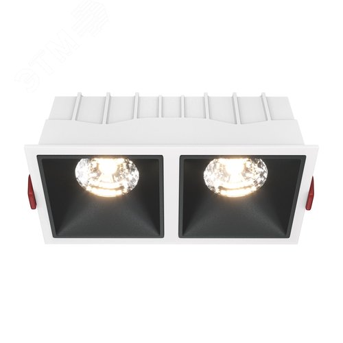 Светильник встраиваемый Downlight Alfa LED 3000K 2x15Вт 36 град Dim Triac IP20 CRI90 Бело-черный двойной квадрат 63х167х85мм 2100Лм - фото 1