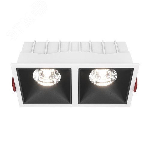 Светильник встраиваемый Downlight Alfa LED 4000K 2x15Вт 36 град Dim Triac IP20 CRI90 Бело-черный двойной квадрат 63х167х85мм 2350Лм - фото 1