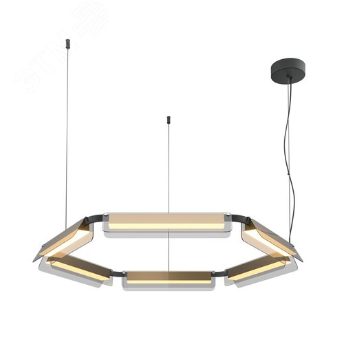 Светильник подвесной Flat LED 60W Черный и Латунь - фото 1