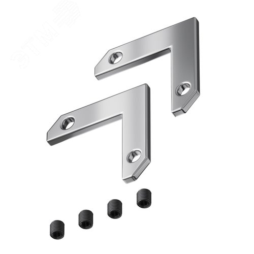 Изображение товара Комплект уголков 90 град горизонтальных (2 соединителя + 4 винта) для профиля в натяжной потолок (шт)