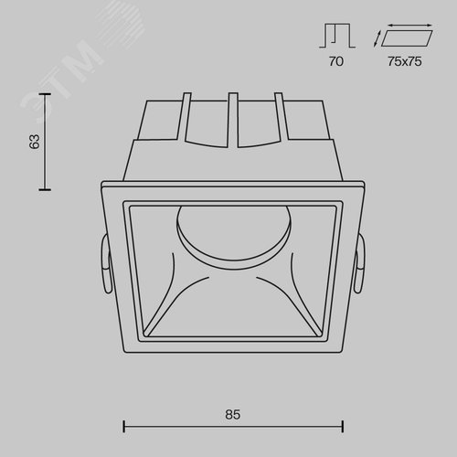 Светильник встраиваемый Downlight Alfa LED 4000K 1x15Вт 36 град Dim Triac IP20 CRI90 Бело-черный квадрат 63х85х85мм 1150Лм - фото 2