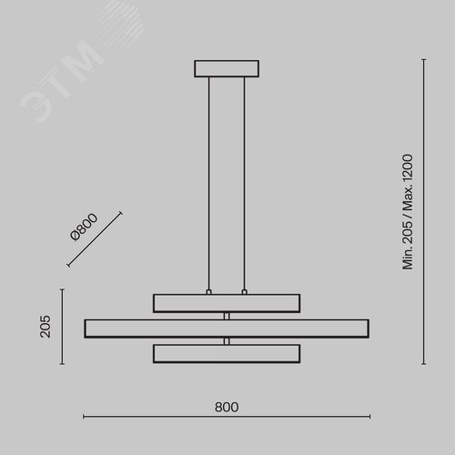 Светильник подвесной Origami LED 48W Черный - фото 1