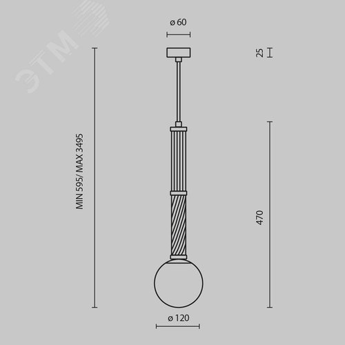 Светильник подвесной Teatro G9х1х28W Латунь - фото 2