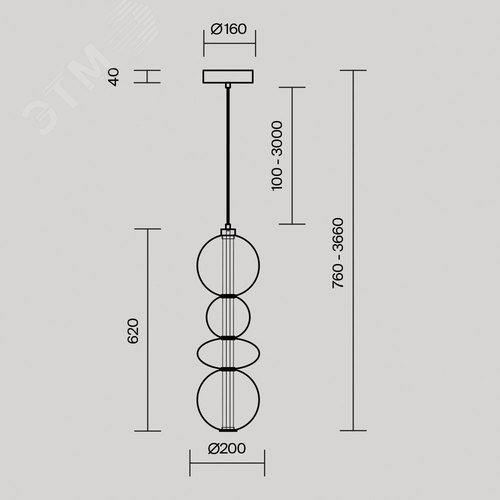 Светильник подвесной Futuro LED 36W Латунь - фото 2