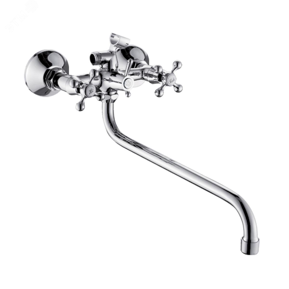 Изображение товара Смеситель для ванны S-30 с переключателем душа и изливом 300 мм хромированный Антей