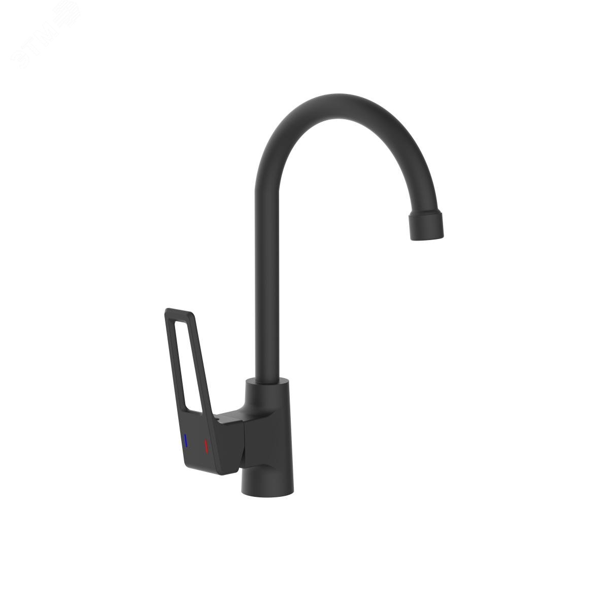 Изображение товара Смеситель для кухни шаровый с высоким изливом черный матовый Антей Турмалин