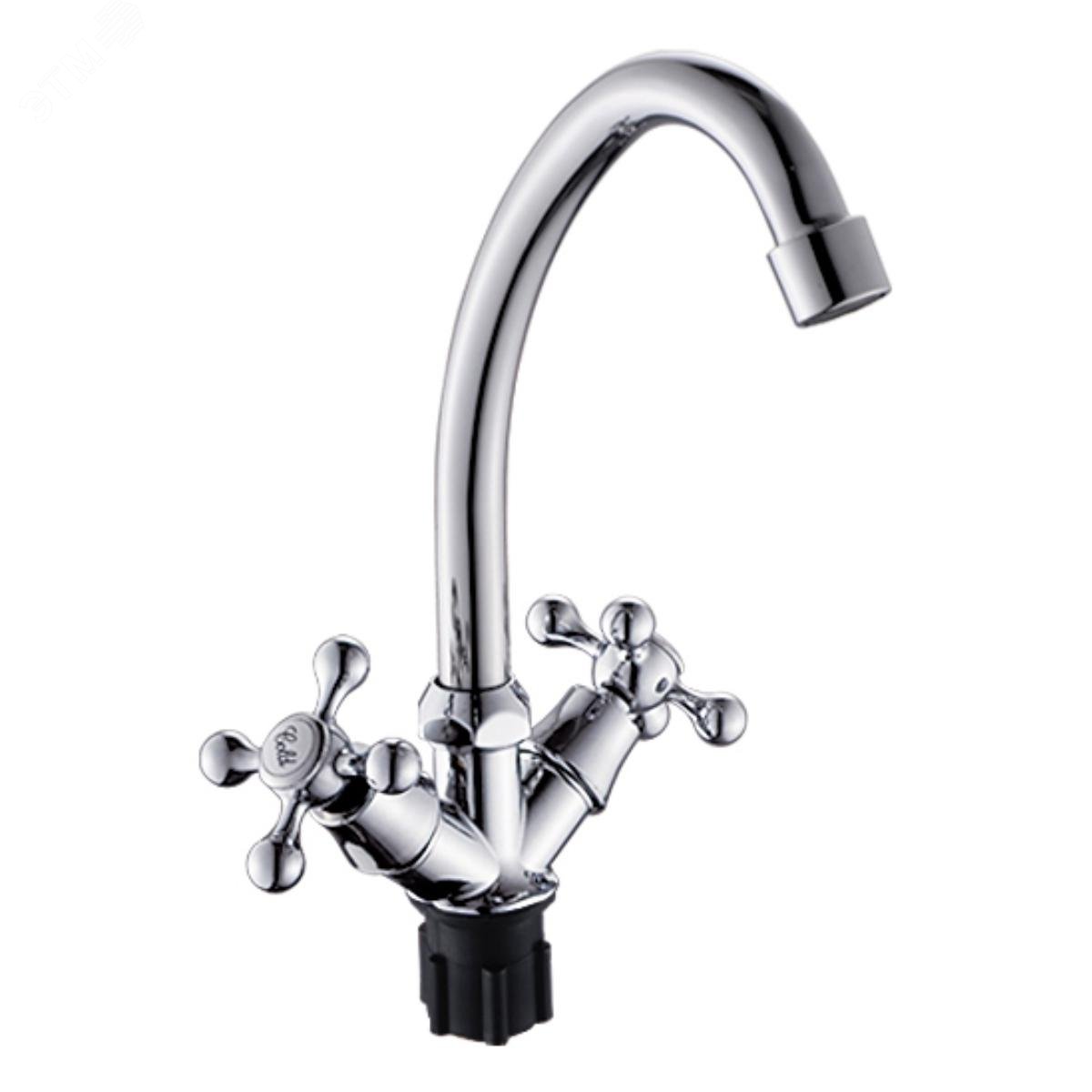 Изображение товара Смеситель для кухни антей серии классик хром 360 поворотный высокий излив