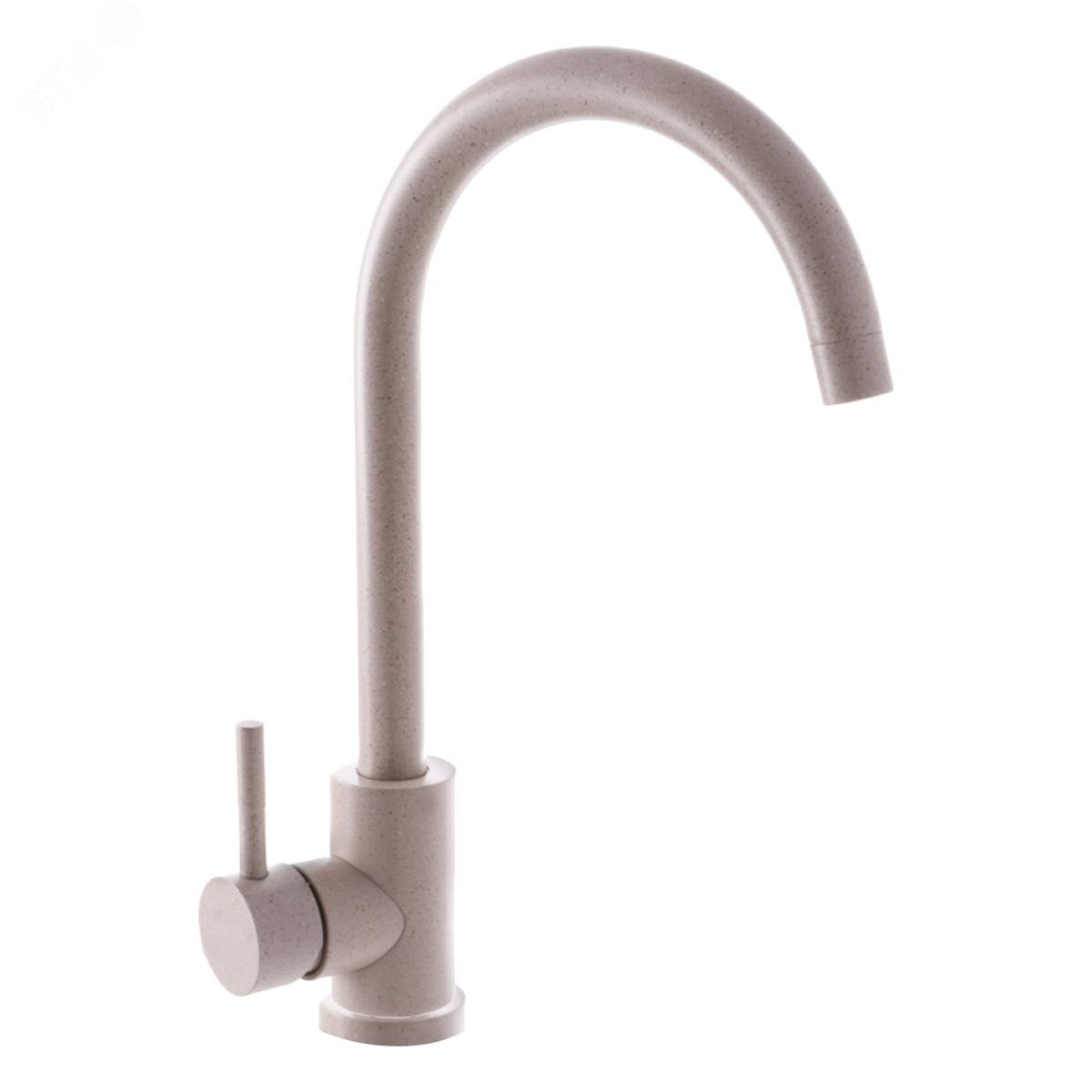 Изображение товара Кухонный смеситель Антей Булат с высоким поворотным изливом нержавеющая сталь бежевый