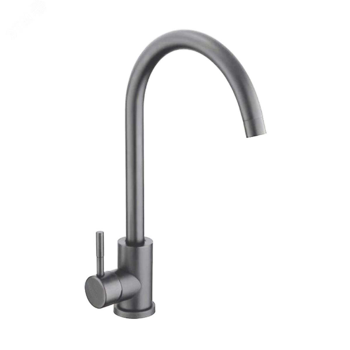 Изображение товара Смеситель для кухни шаровый с высоким изливом из нержавеющей стали графит