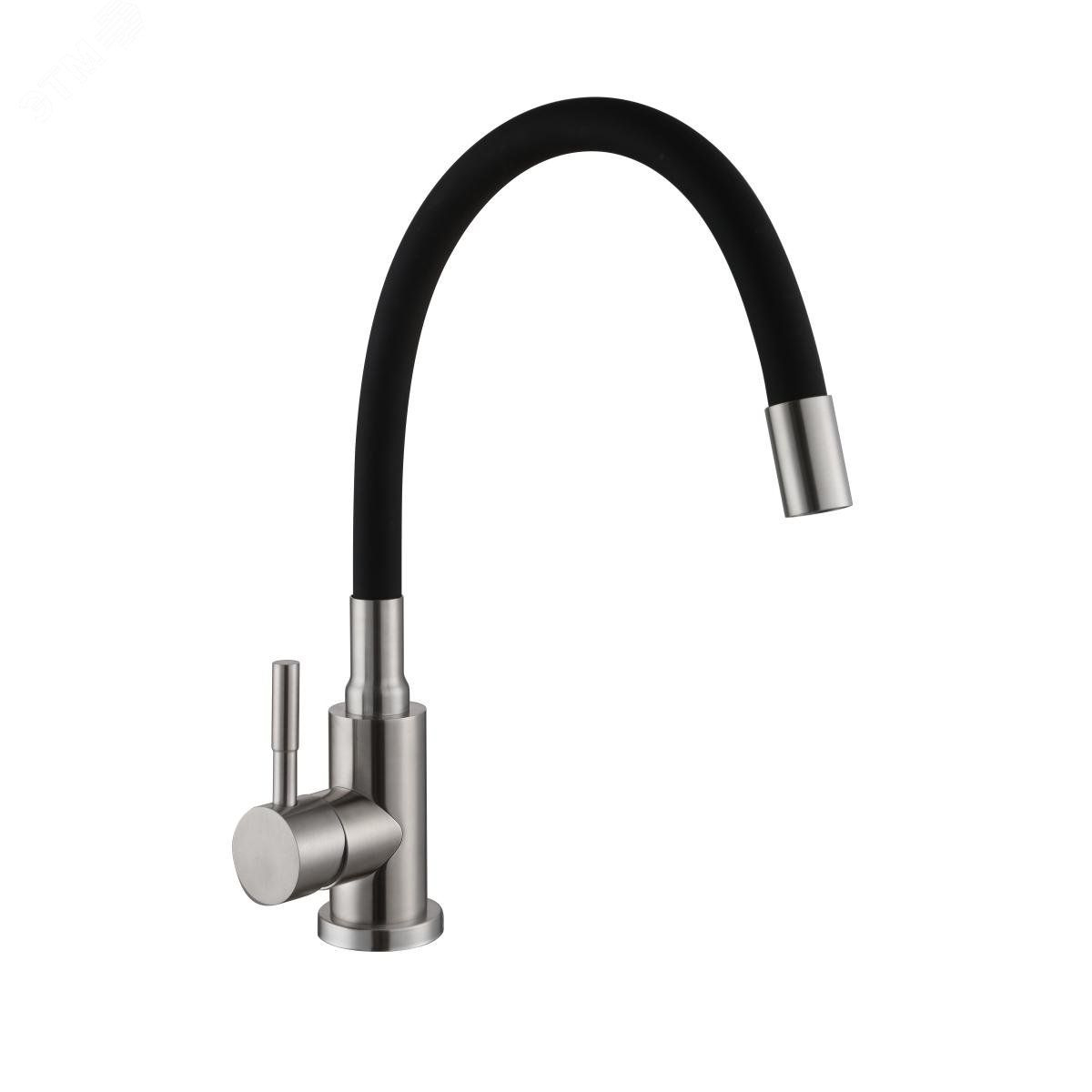 Изображение товара Смеситель для кухни АНТЕЙ серии Дюна высокий поворотный силиконовый излив нержавеющая сталь
