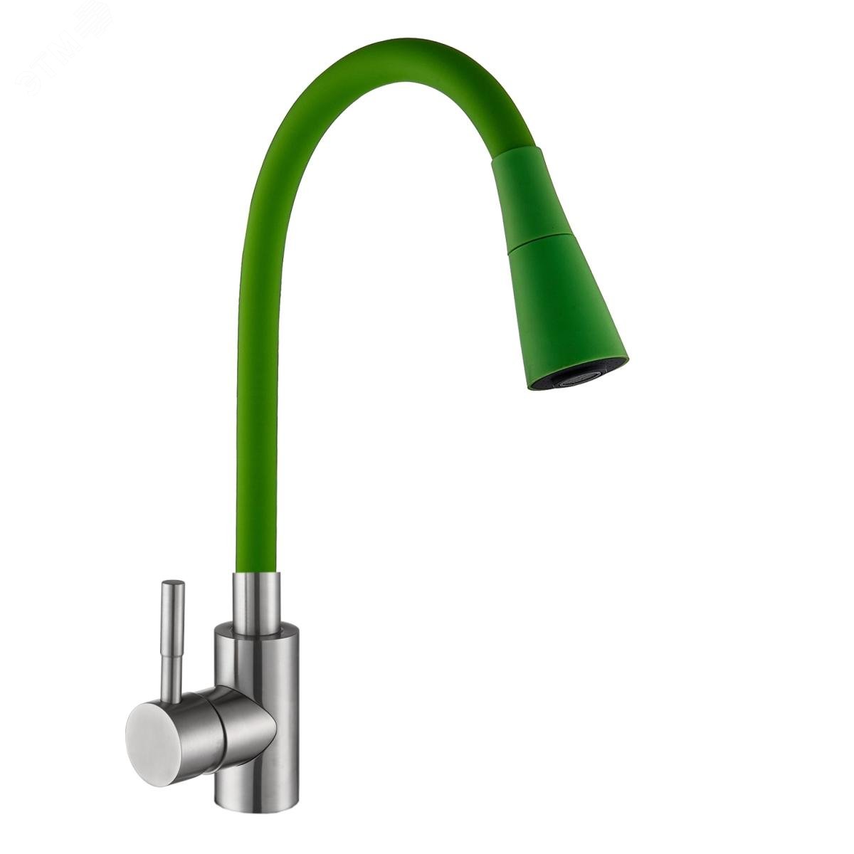 Изображение товара Смеситель для кухни АНТЕЙ с силиконовым изливом зеленый 330 мм