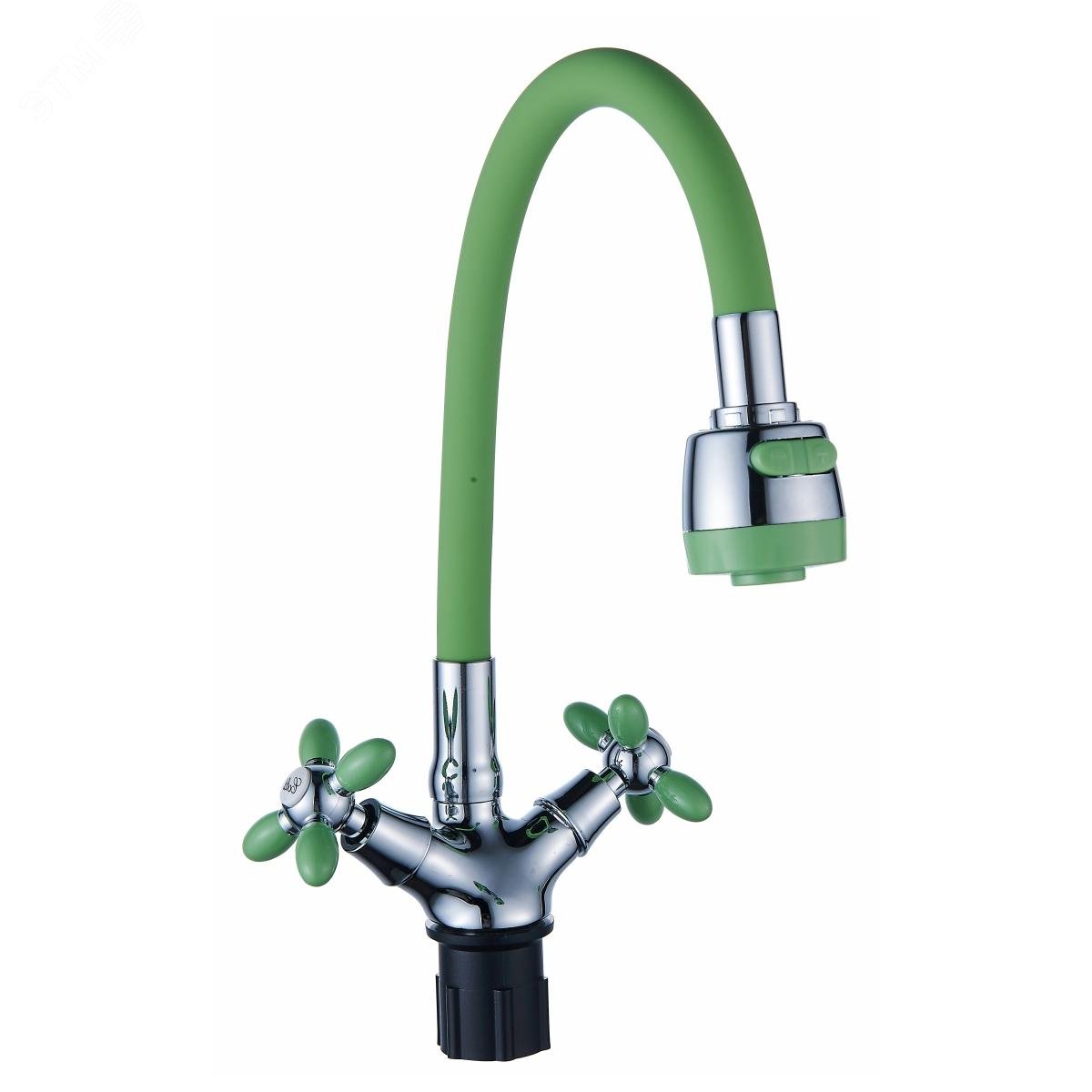 Изображение товара Смеситель для кухни Антей Радуга с 2 рукоятками и силиконовым изливом