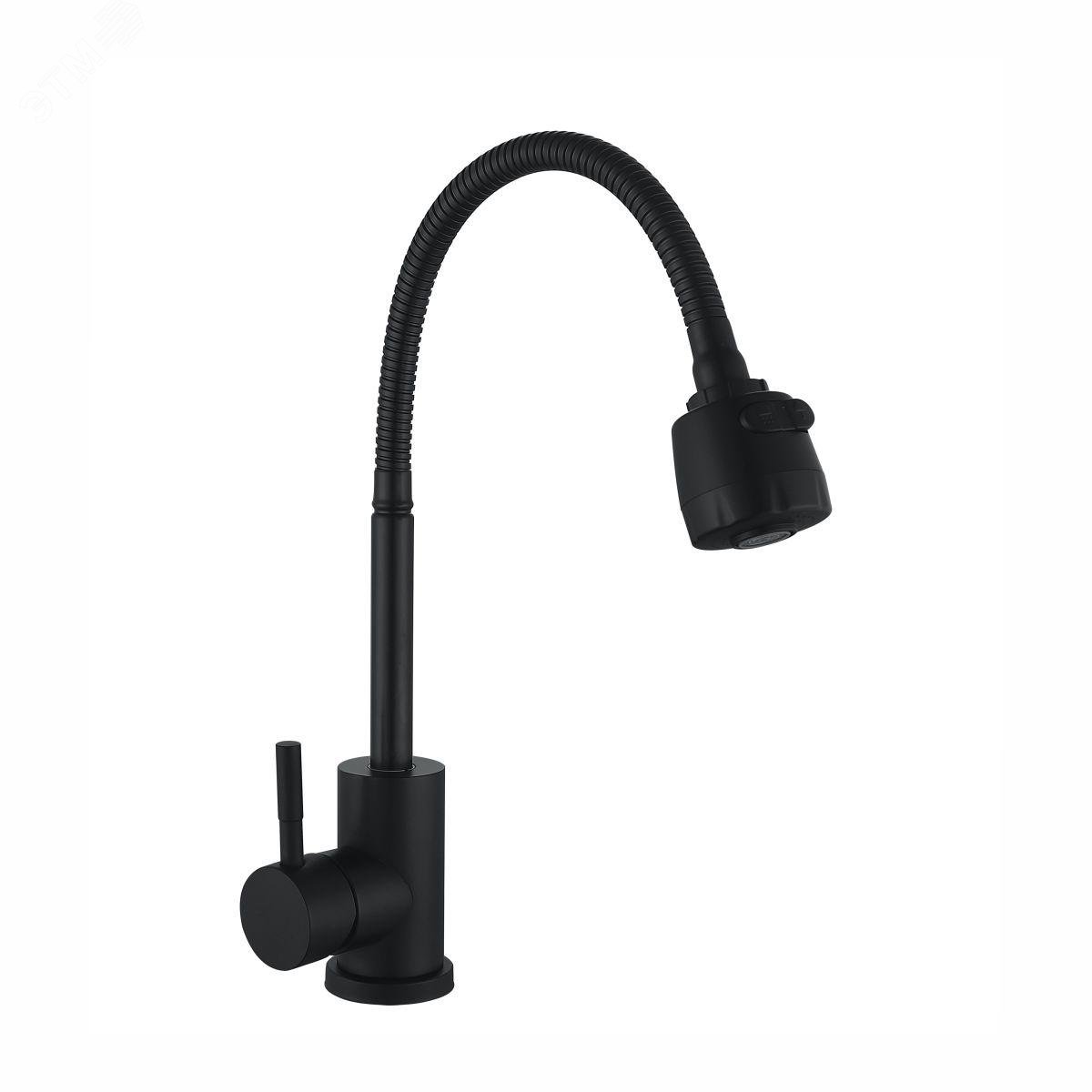 Изображение товара Смеситель для кухни шаровый с гибким изливом Парма черный АНТЕЙ 587027