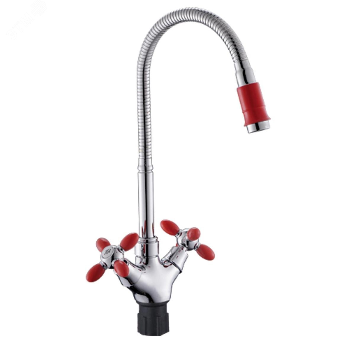 Изображение товара Смеситель для кухни Антей Радуга с гибким изливом и цветными наконечниками