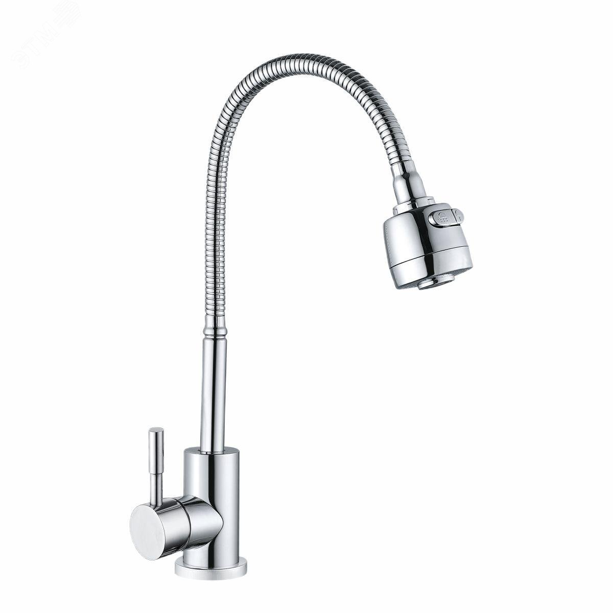 Изображение товара Смеситель для кухни шаровый с гибким изливом Парма антей никель-хром