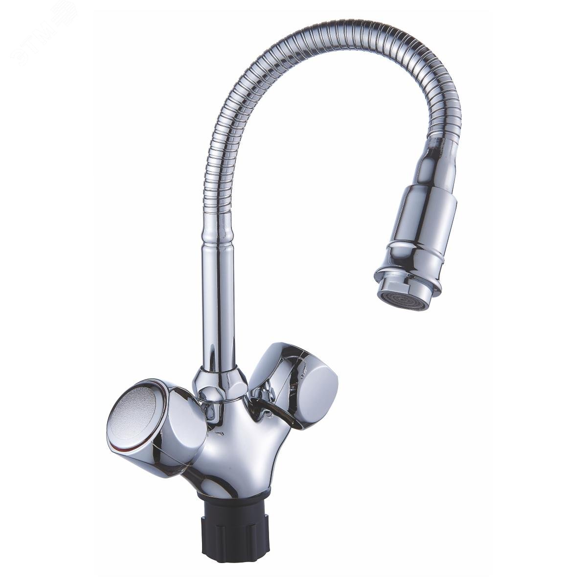 Изображение товара Смеситель для кухни с гибким изливом и двумя рукоятками АНТЕЙ Луна