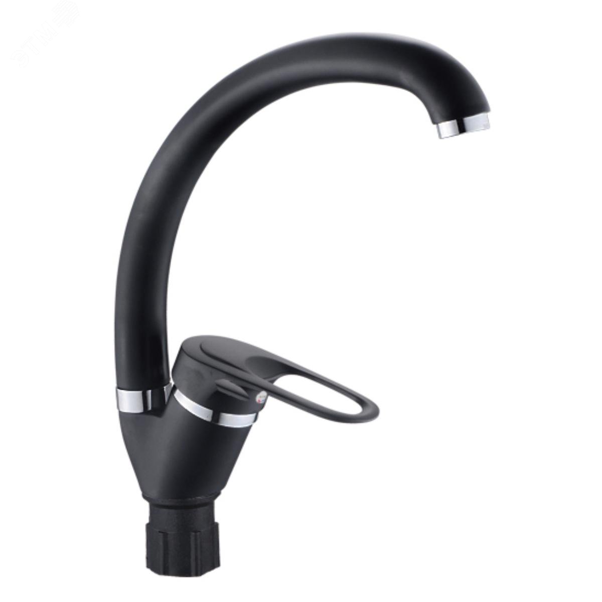 Изображение товара Смеситель для кухни шаровый с высоким изливом Черный АНТЕЙ Гранит