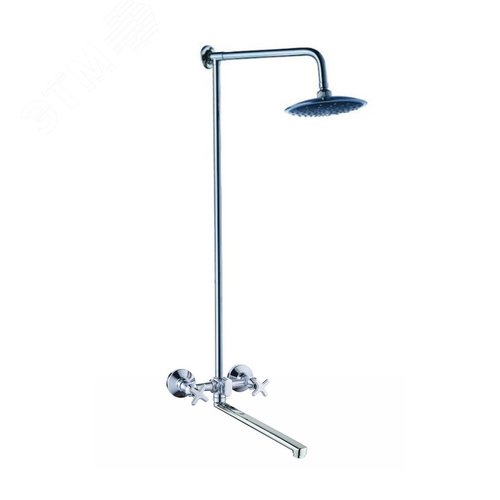 Изображение товара Cистема душевая со смесителем с 2-мя маховиками с изливом с лейкой тропической (шт)