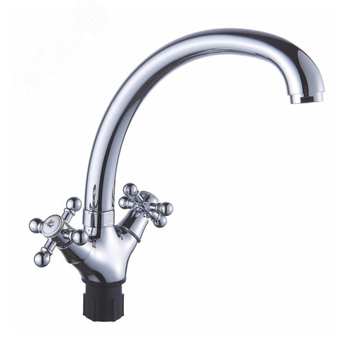 Изображение товара Смеситель для кухни с 2-мя рукоятками с высоким изливом, крепеж гайка Дельта 427333 АНТЕЙ (шт)