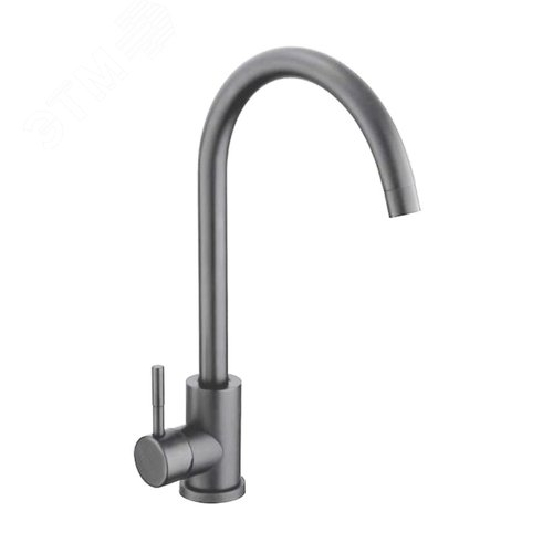 Изображение товара Смеситель для кухни шаровый с высоким изливом нержавеющая сталь цвет графит (шт)