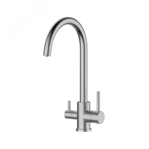 Изображение товара Смеситель для кухни шаровый с дополнительным выходом для питьевой воды нержавеющая сталь (шт)