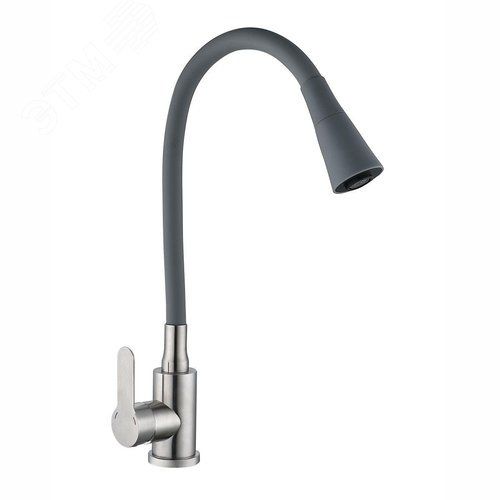 Изображение товара Смеситель для кухни шаровый с силиконовым изливом Садко серый 577032 нержавеющая сталь АНТЕЙ (шт)