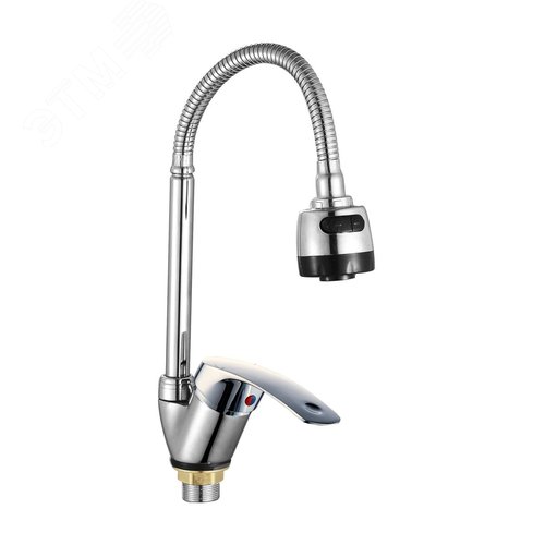 Изображение товара Смеситель для кухни шаровый с гибким регулирующим изливом, крепеж шпилька Европа 587024 d40 АНТЕЙ (шт)