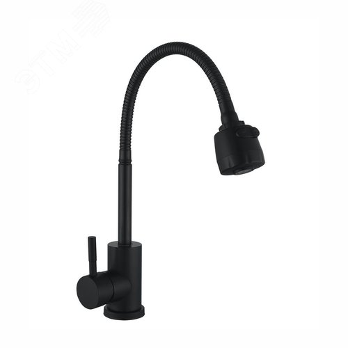 Изображение товара Смеситель для кухни шаровый с гибким изливом Парма нерж.сталь черный 587027 АНТЕЙ (шт)