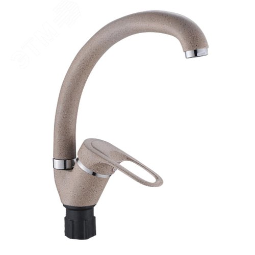 Изображение товара Смеситель для кухни шаровый с высоким изливом, крепеж гайка d40 кремовый (шт)