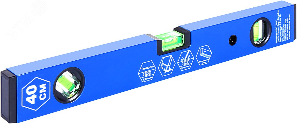 Изображение товара Строительный уровень Комфорт 400 мм с 3 глазками и точностью 1 мм-м