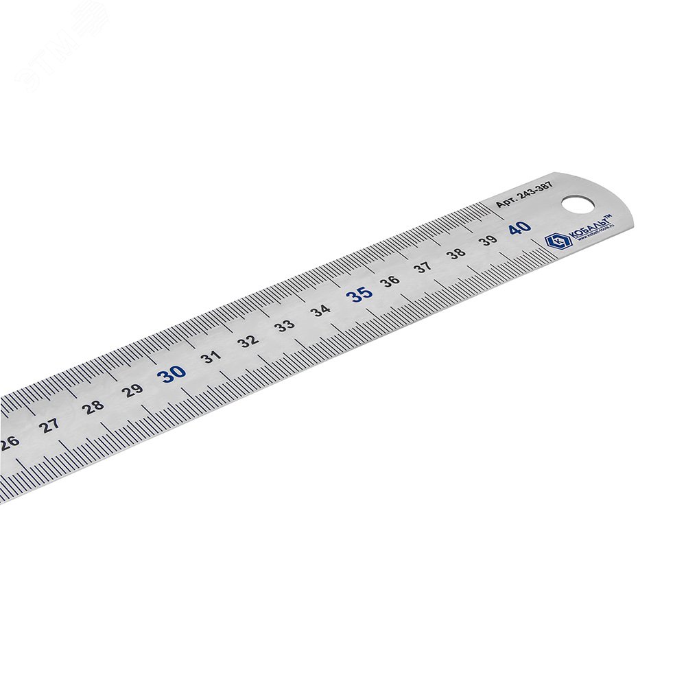 Изображение товара Линейка из нержавеющей стали 400х28х0.7 мм КОБАЛЬТ для разметки и измерений