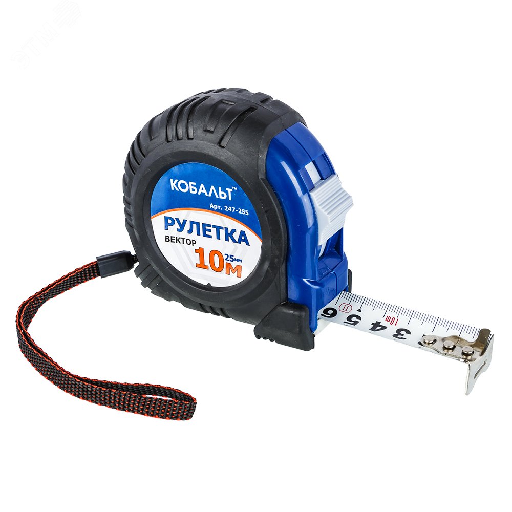 Изображение товара Рулетка Вектор 10м x 25мм обрезиненный корпус механический стопор