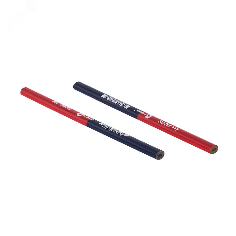 Изображение товара Карандаш строительный 2-х цветный, красный-синий, 180 х 10 мм, 1 шт, (шт)