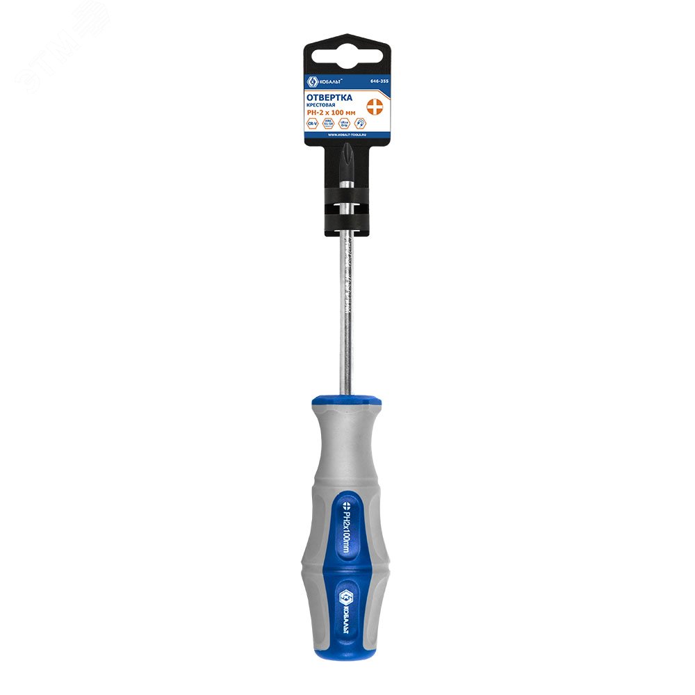 Изображение товара Отвертка Ultra Grip PH-2 100 мм CR-V двухкомпонционная рукоятка подвес