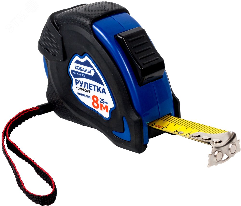 Изображение товара Рулетка Комфорт 8м x 25мм с обрезиненным корпусом и автостопом