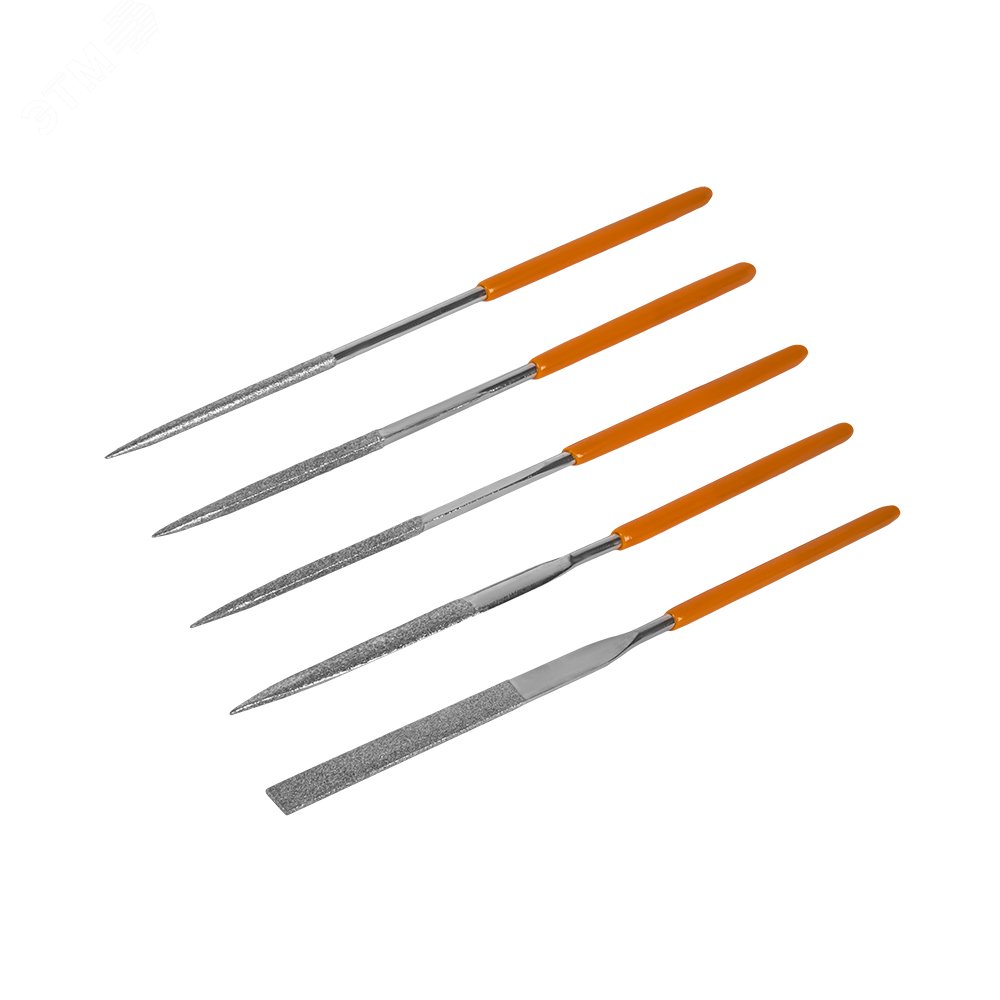 Изображение товара Набор надфилей алмазных 140х50х3 мм 5 шт с обрезиненными рукоятками