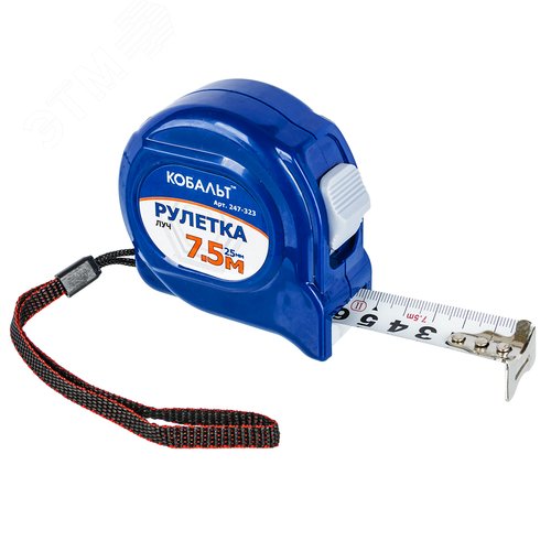 Изображение товара Рулетка Луч 7,5м x 25мм, корпус из ABS пластика, механический стопор, белое матовое покрытие ленты, толщина ленты 0.11 мм (шт)