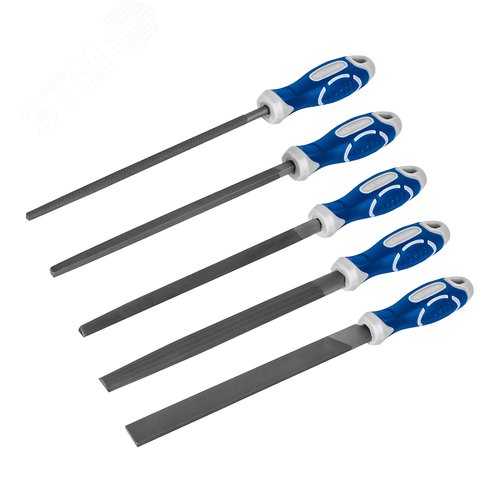 Изображение товара Набор напильников двухкомпонентная рукоятка, № 2, 200 мм, 5 шт,ук, блистер (шт)