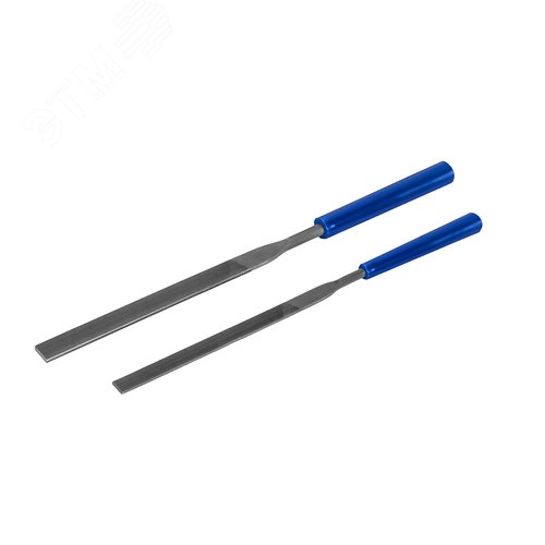 Изображение товара Набор надфилей плоских, № 1, 140х65х3, зернистость Р30, 160х75х4 мм, зернистость Р25, 2 шт,уки, блистер (шт)